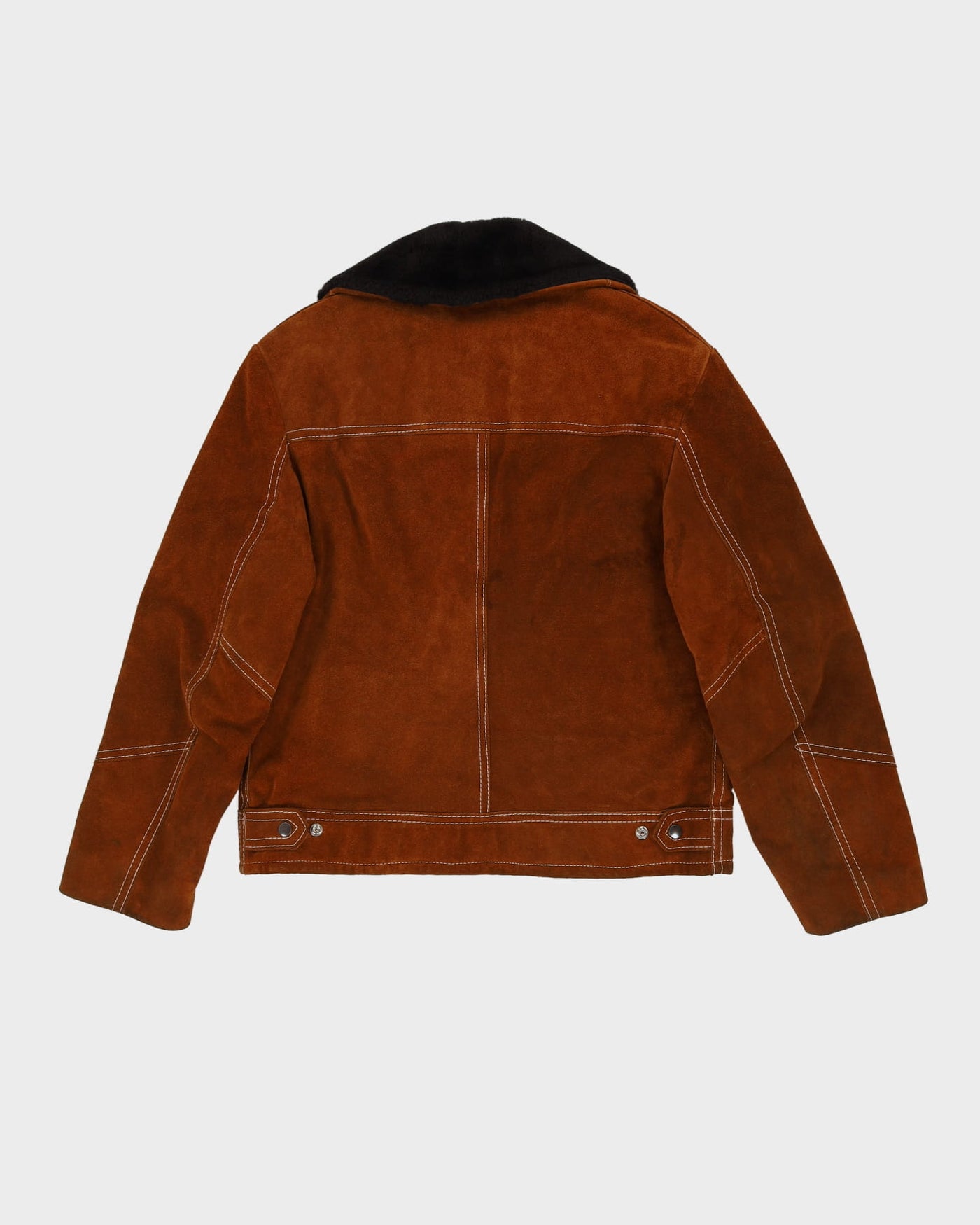 Vintage 70s Brown Contrast Stitch Leather Jacket - L