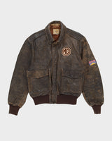 Vintage 80s Brown MG Racing Leather Jacket - L