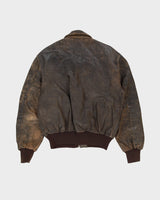 Vintage 80s Brown MG Racing Leather Jacket - L