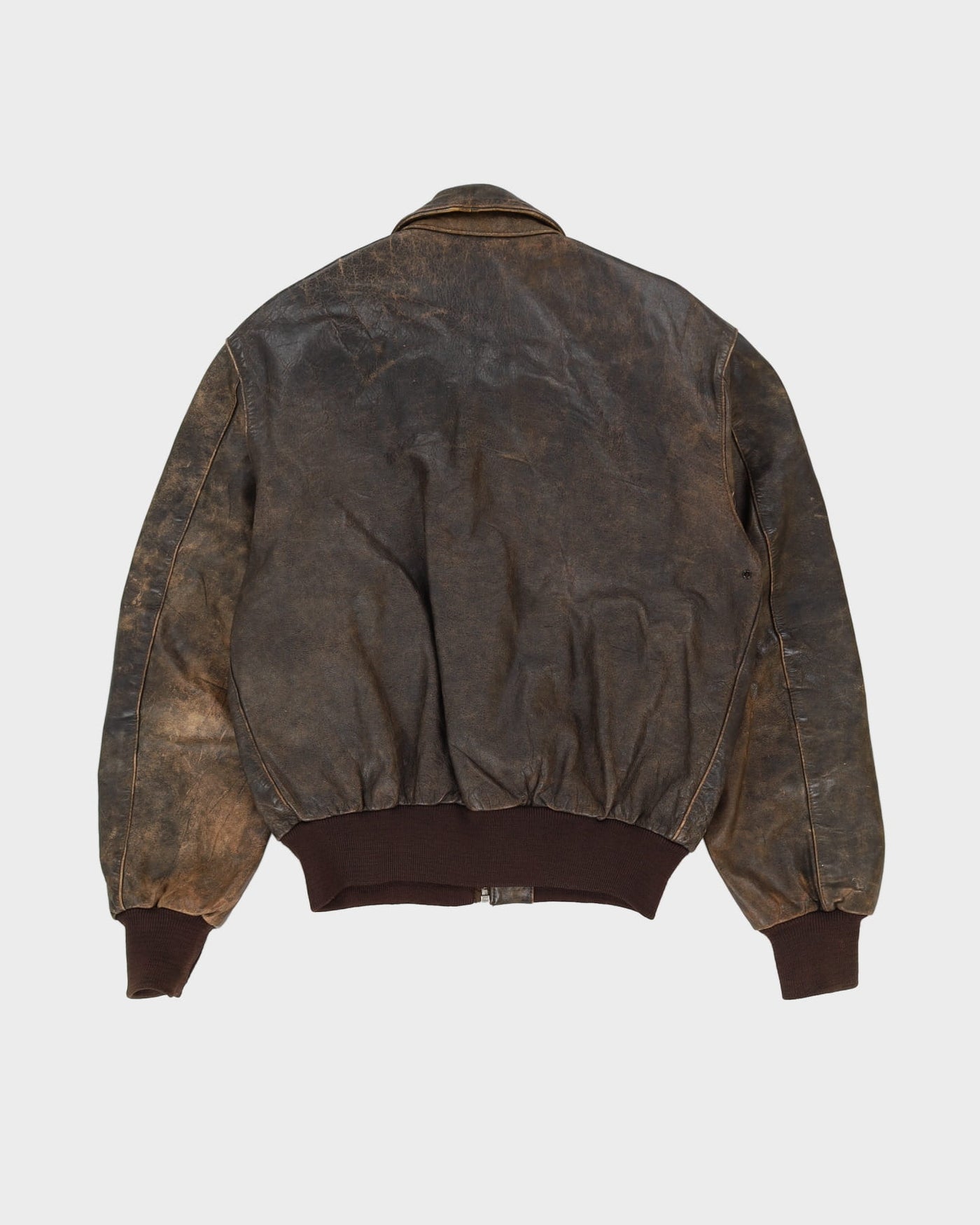 Vintage 80s Brown MG Racing Leather Jacket - L