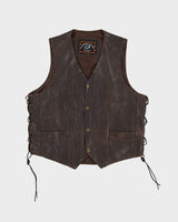 Vintage 90s Milwaukee Brown Leather Waistcoat / Sleeveless Jacket - XL