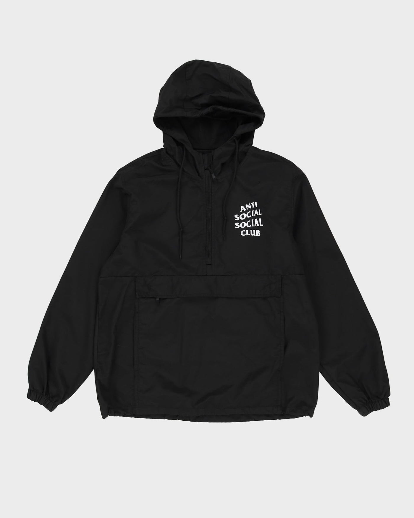 Anti Social Social Club Black Half-Zip Hooded Anorak Jacket - M