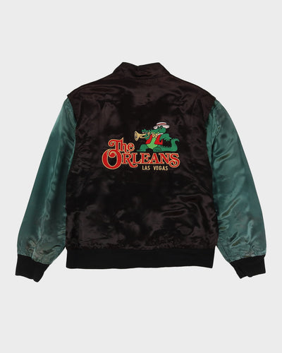 Vintage 80s The Orleans Las Vegas Black Satin Bomber Jacket - XL