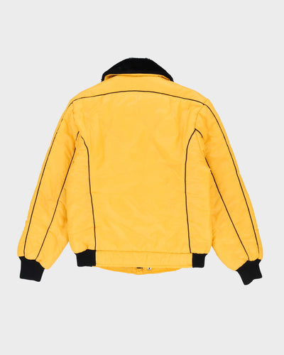 Vintage 80s Ferrari Style Auto Yellow Padded Windbreaker Jacket - M