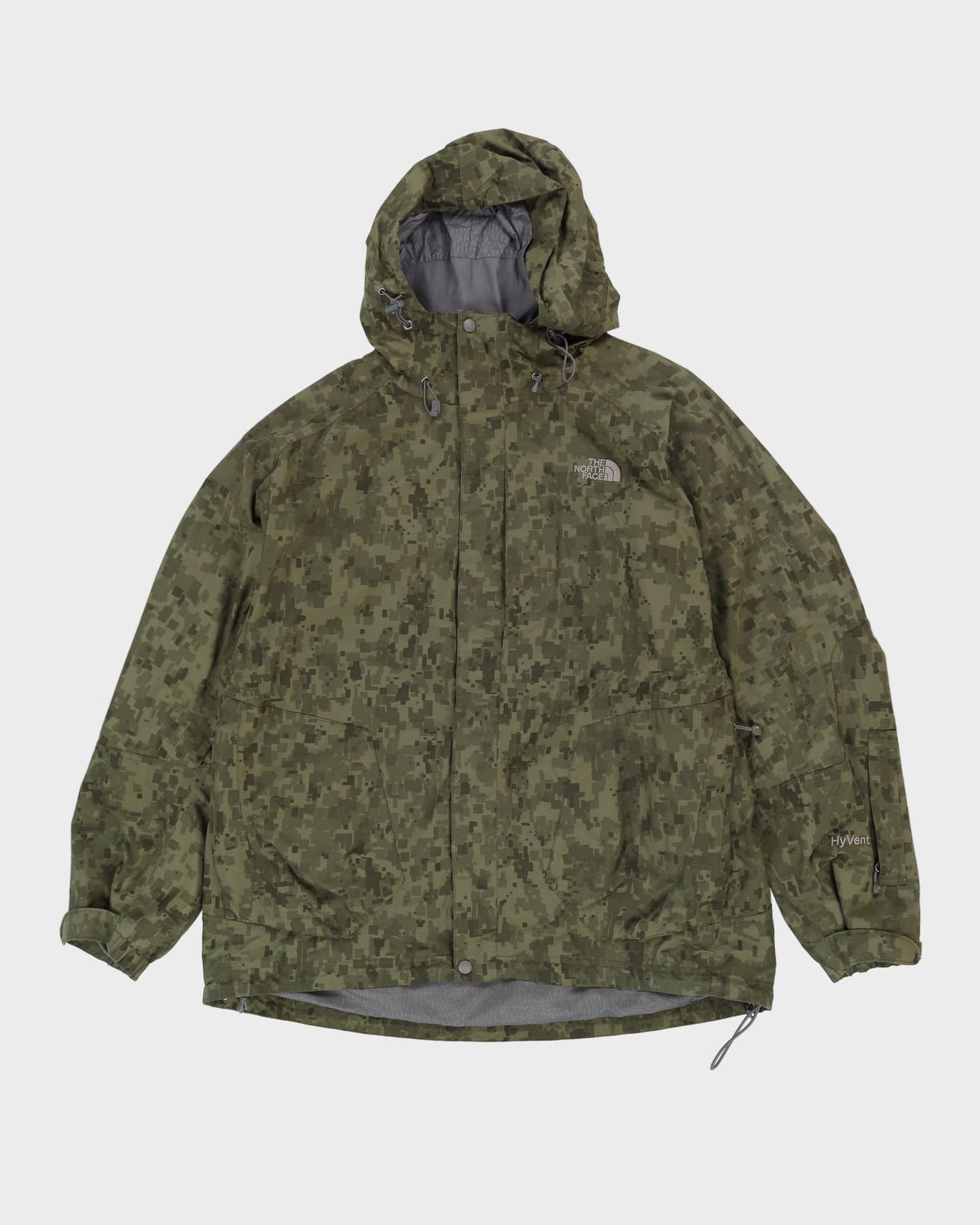 The North Face Green Camouflage Patterned Hooded Anorak Jacket - XL