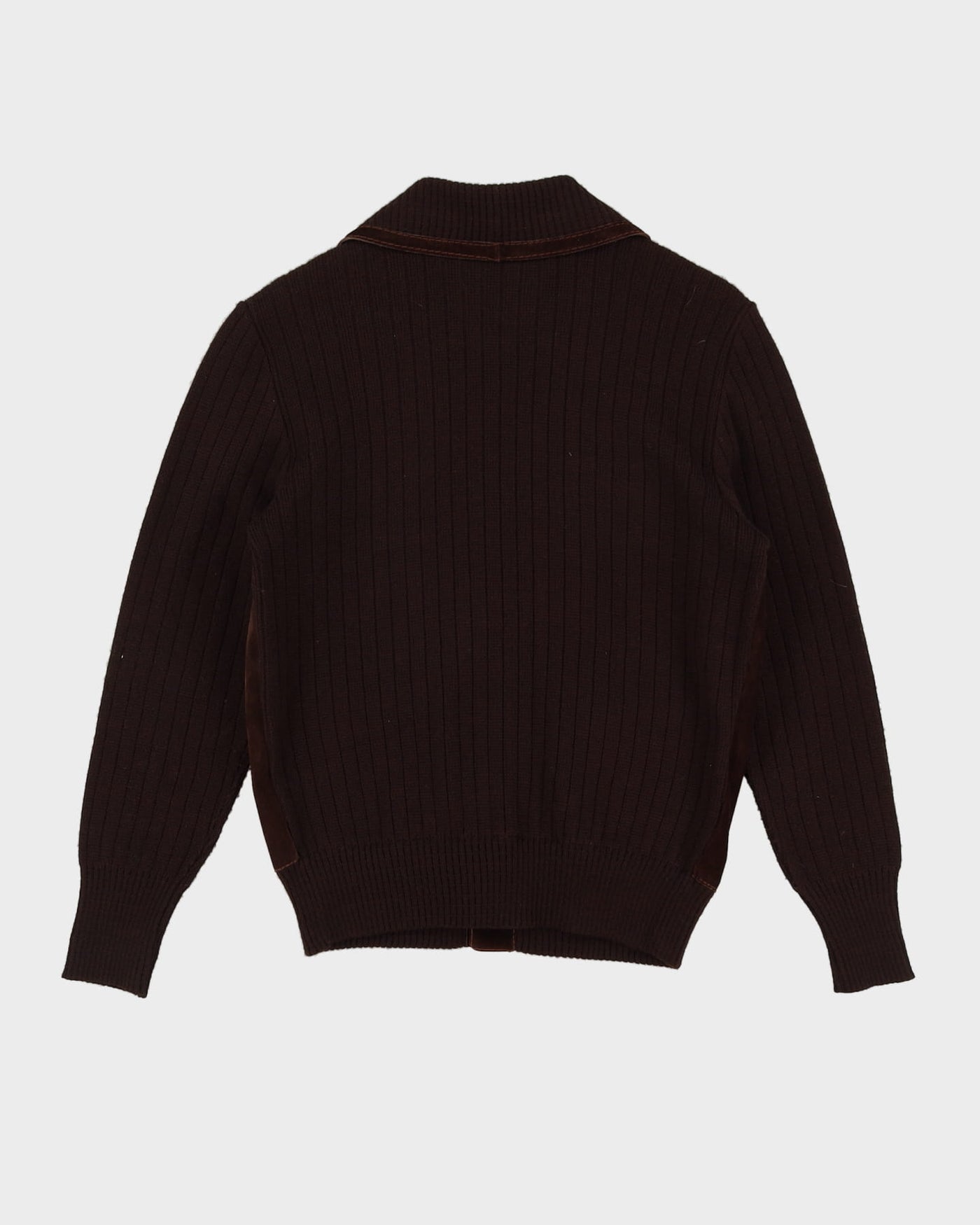 Vintage 1970s Brown Suede With Knitted Sleeves Jacket - S