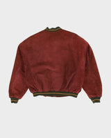 Vintage 90s Burgundy Suede Bomber Jacket - M