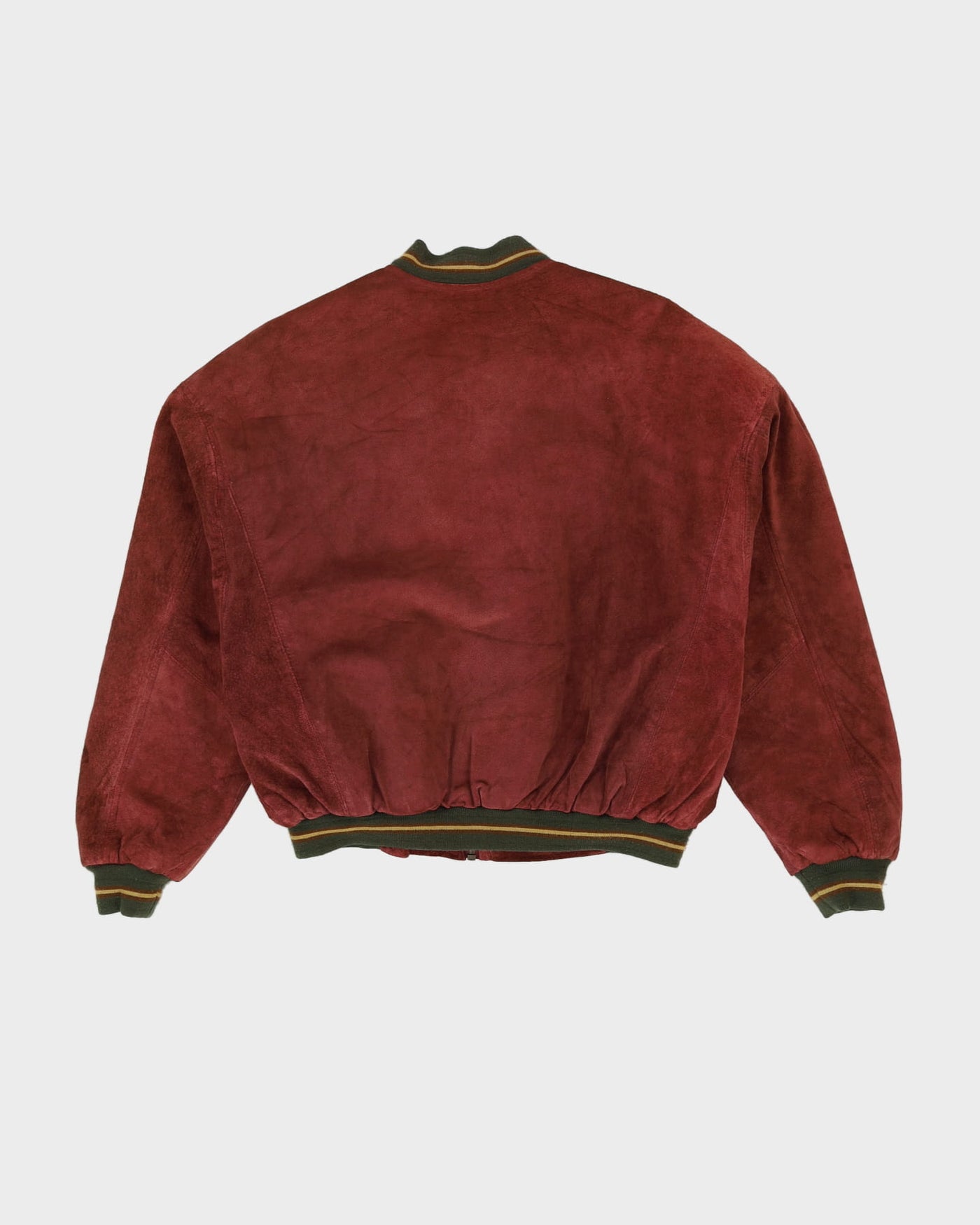 Vintage 90s Burgundy Suede Bomber Jacket - M