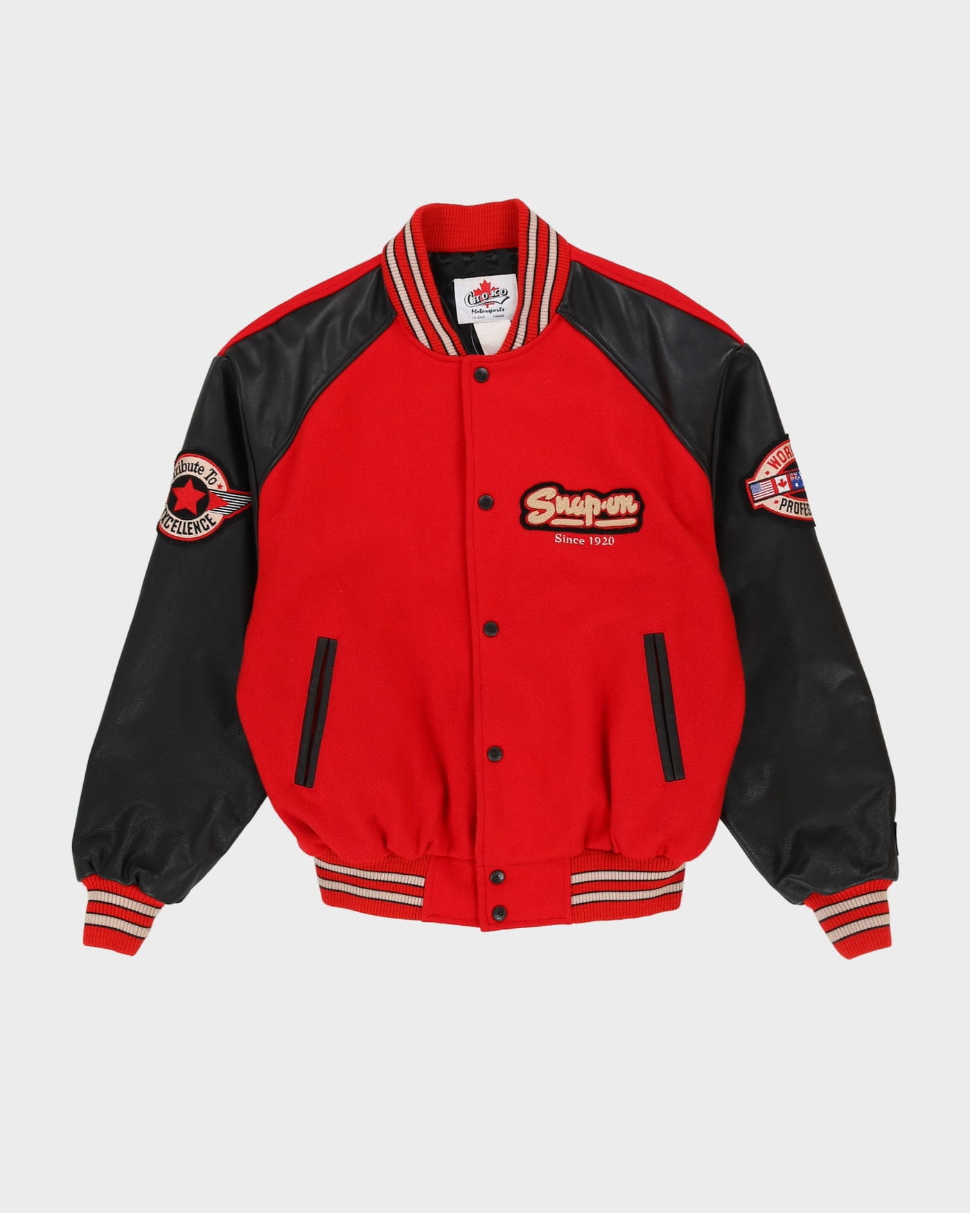 00s Snap-On Red Baseball / Varsity Letterman Jacket - L