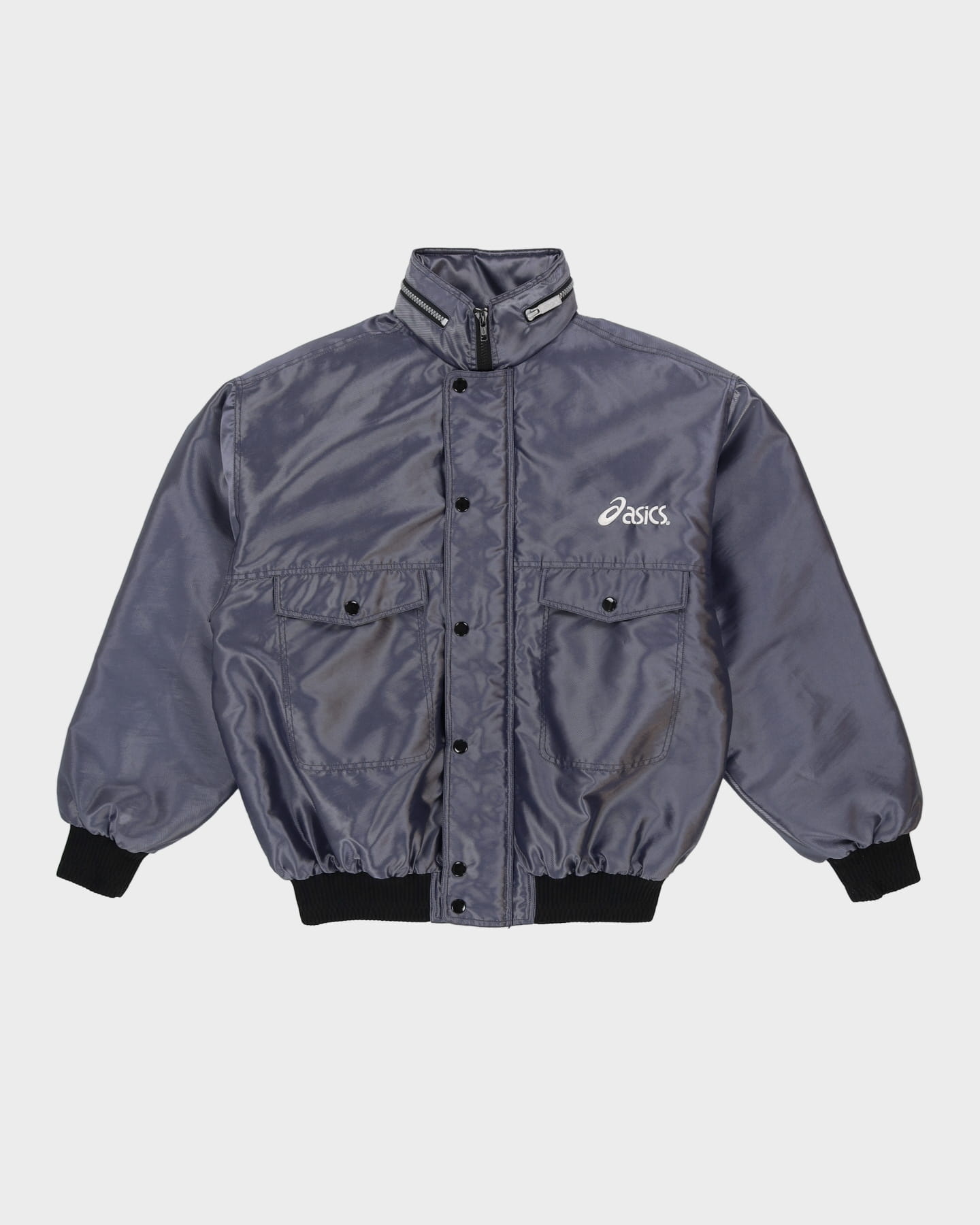 Vintage 90s Asics Blue Bomber Jacket - M