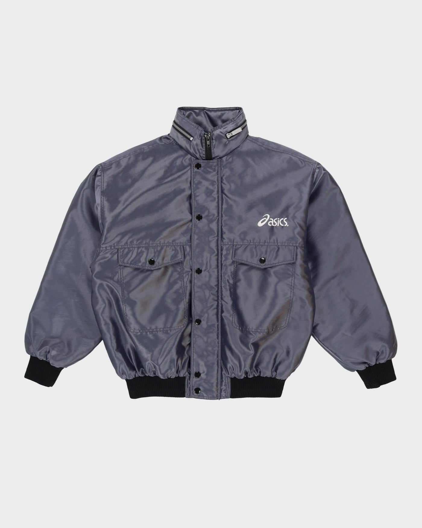 Vintage 90s Asics Blue Bomber Jacket - M