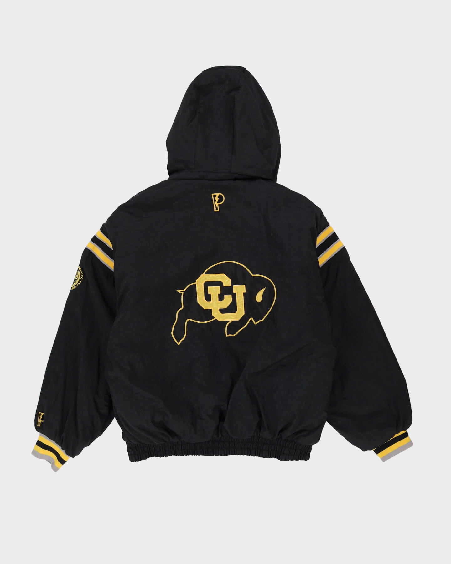 90s Colorado Buffaloes Yellow / Black Pro Player Hooded Padded Reversible Jacket - L / XL