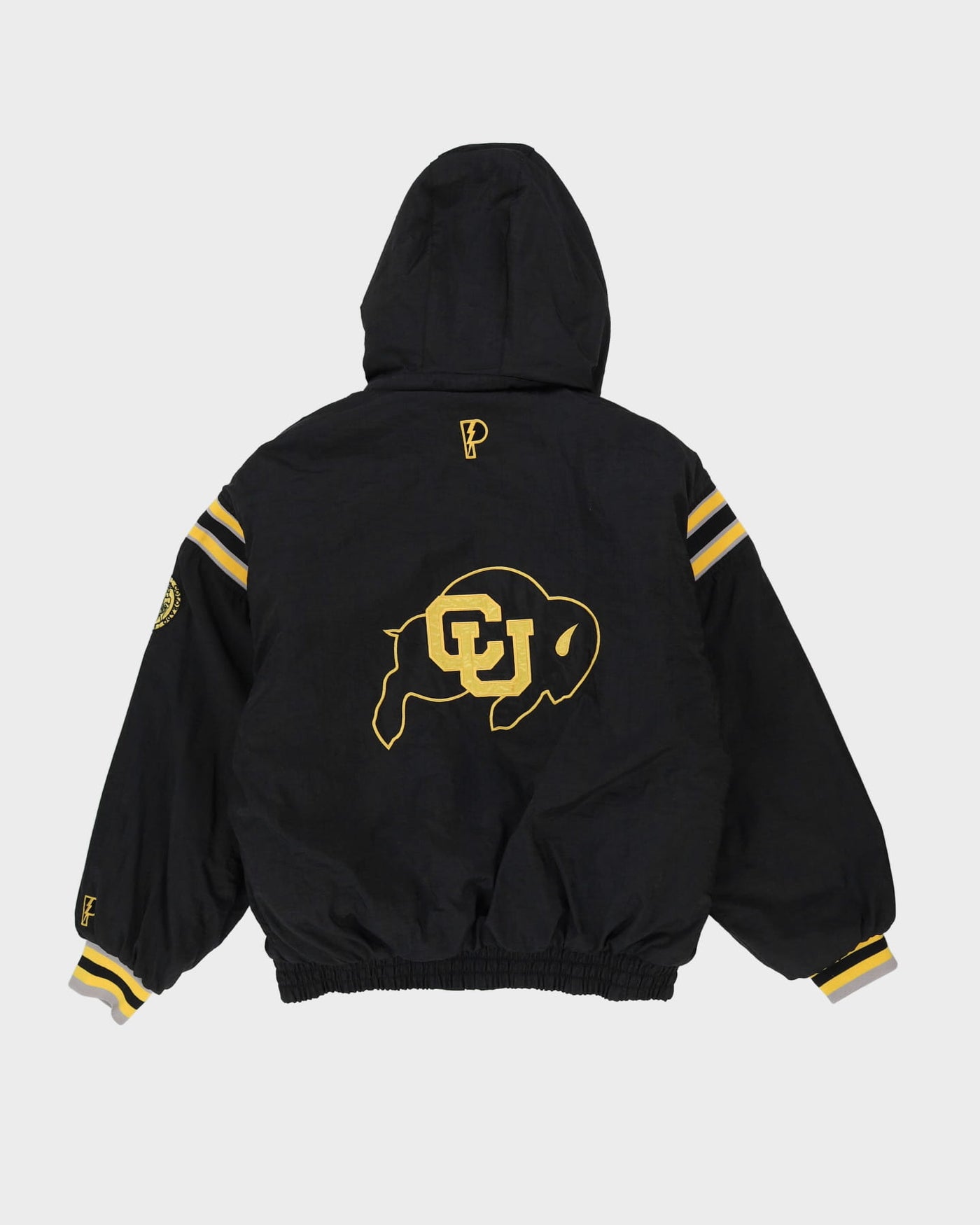 90s Colorado Buffaloes Yellow / Black Pro Player Hooded Padded Reversible Jacket - L / XL