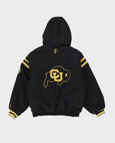 90s Colorado Buffaloes Yellow / Black Pro Player Hooded Padded Reversible Jacket - L / XL