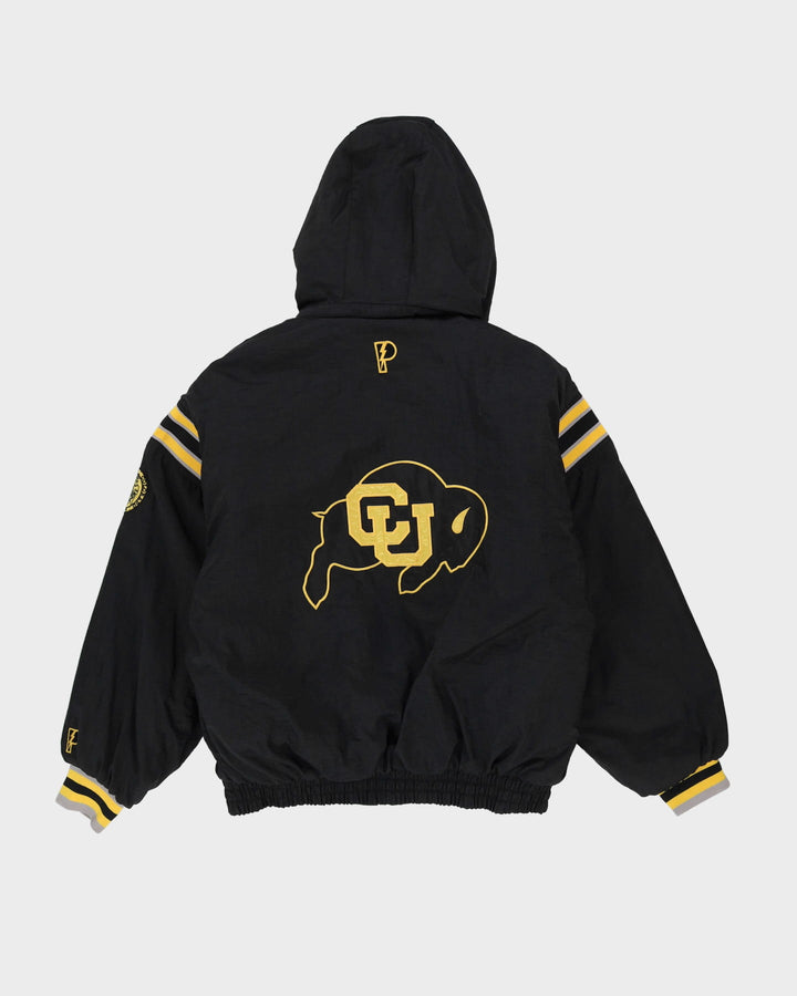 90s Colorado Buffaloes Yellow / Black Pro Player Hooded Padded Reversible Jacket - L / XL