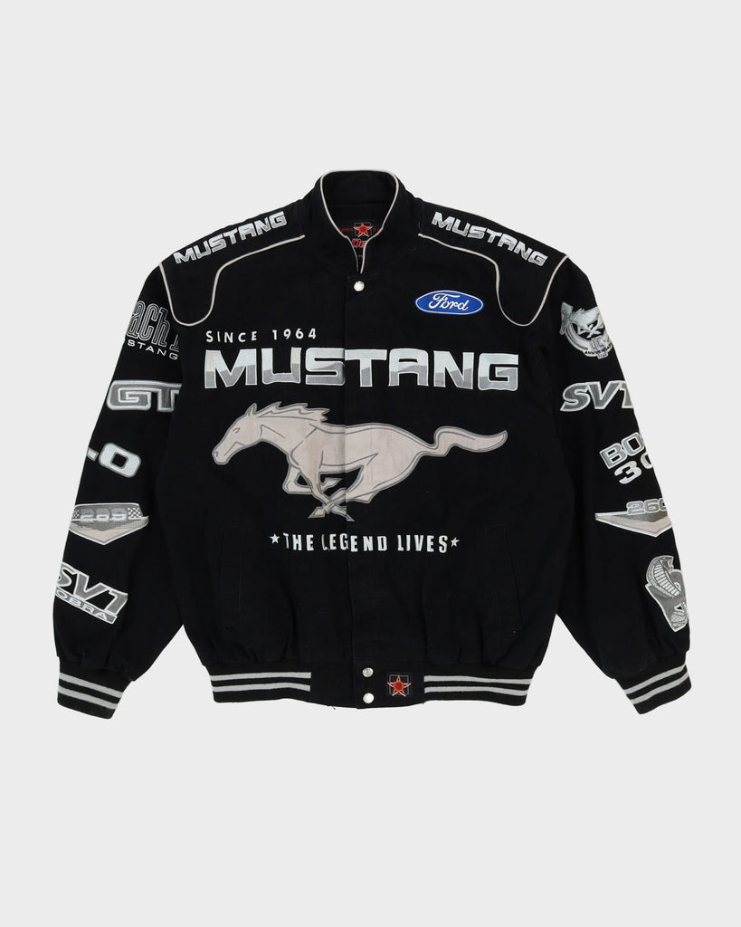 Vintage 90s Black Ford Mustang Nascar Style Racing Jacket Jacket