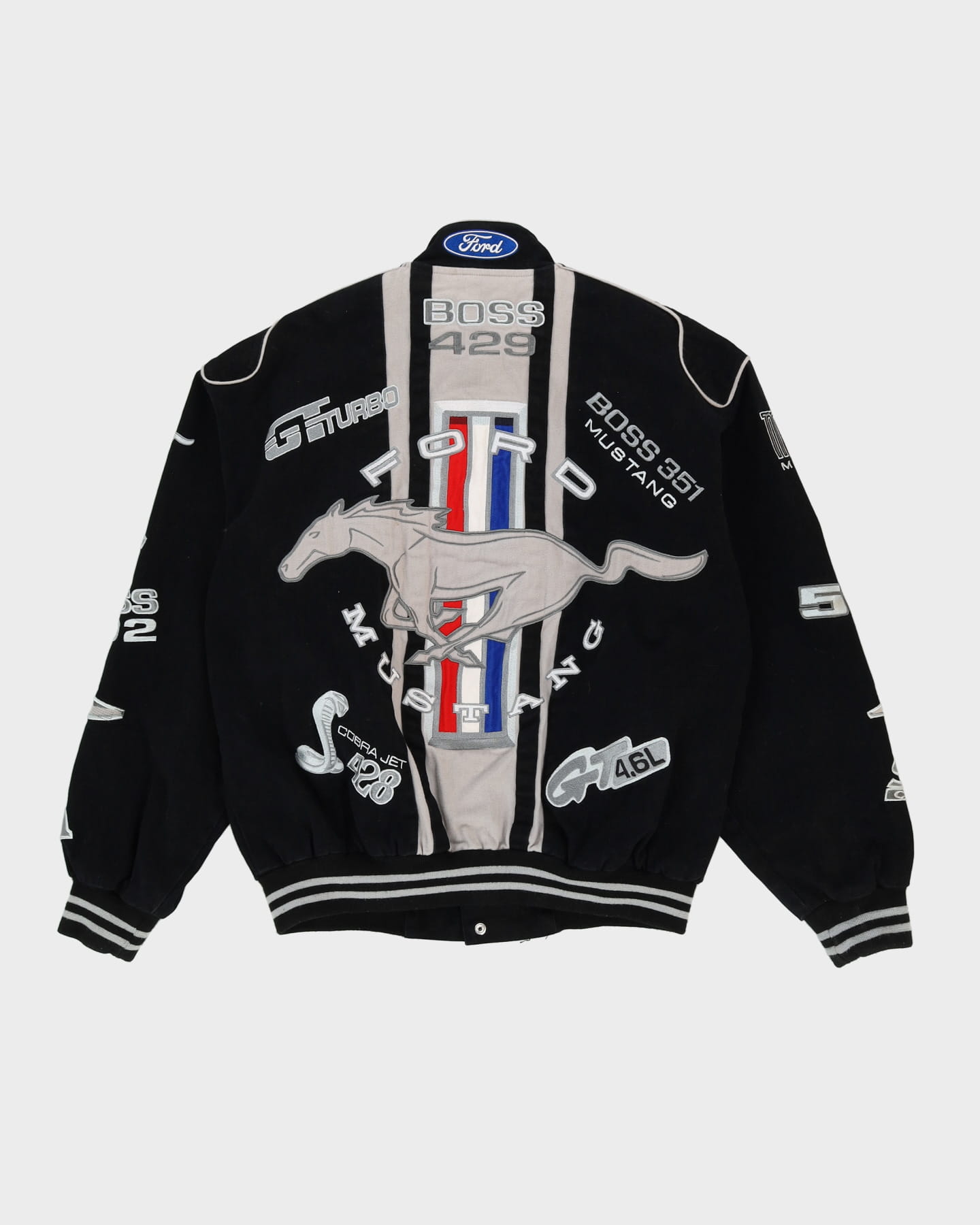 Vintage 90s Black Ford Mustang Nascar Style Racing Jacket Jacket