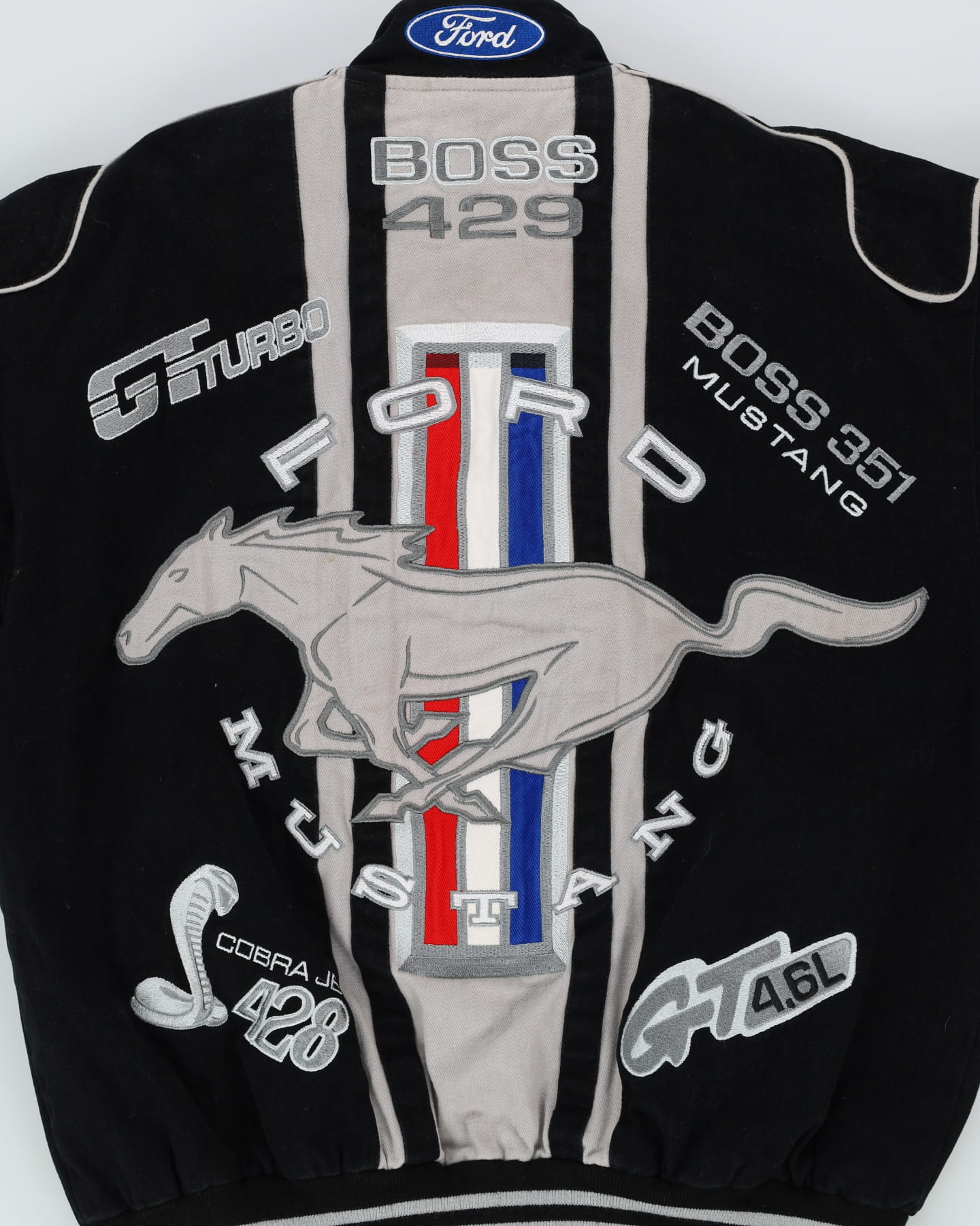 Vintage 90s Black Ford Mustang Nascar Style Racing Jacket Jacket