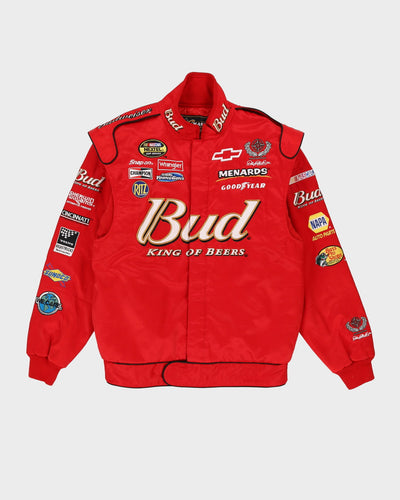 Vintage 90s Budweiser Red Nascar Style Racing Jacket Jacket - M