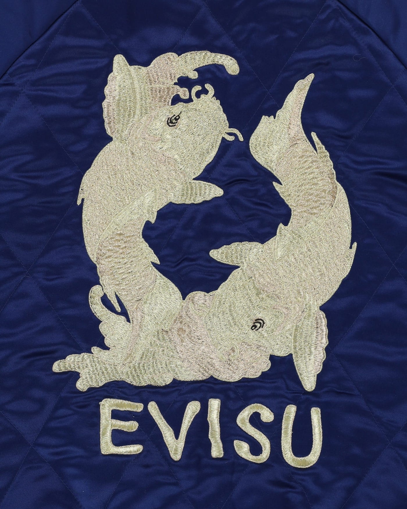 00s Y2K Evisu Navy / Red Satin Bomber Jacket - M