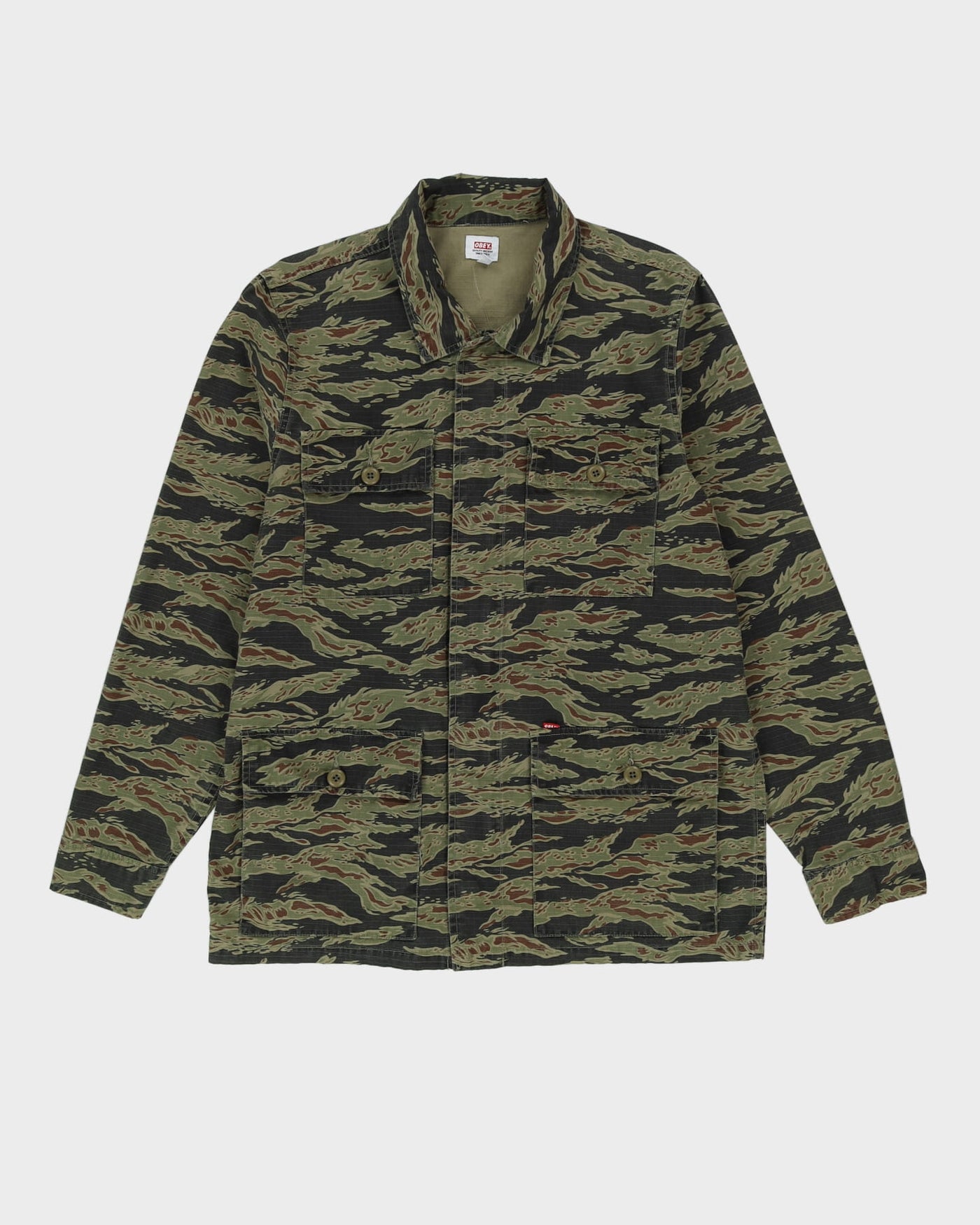 Obey Green All Over Print Camo Field Jacket - L
