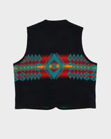 Vintage 90s Black Sleeveless Gilet Wool Jacket - XXL