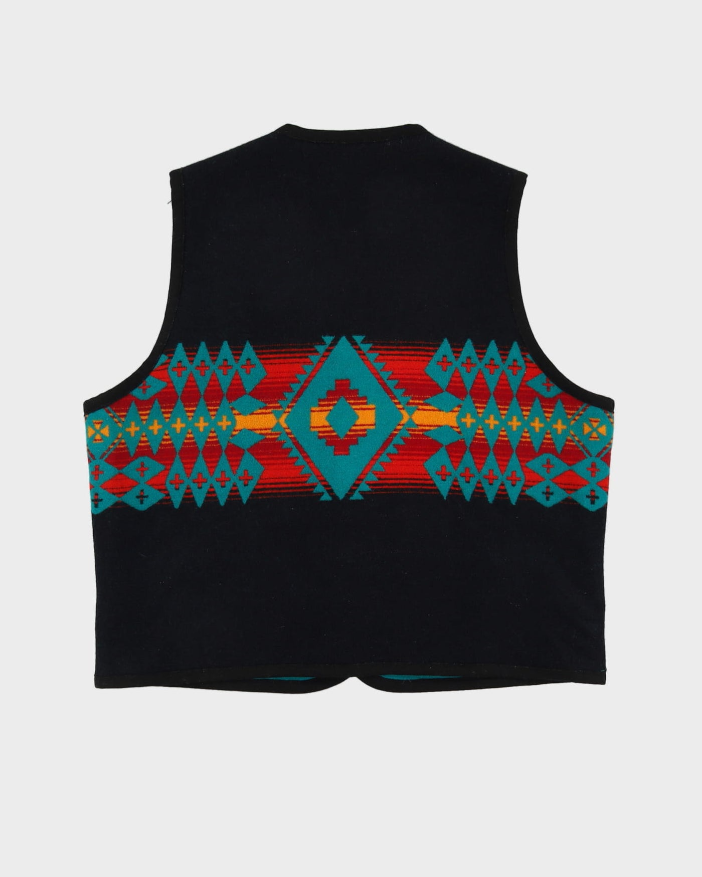 Vintage 90s Black Sleeveless Gilet Wool Jacket - XXL