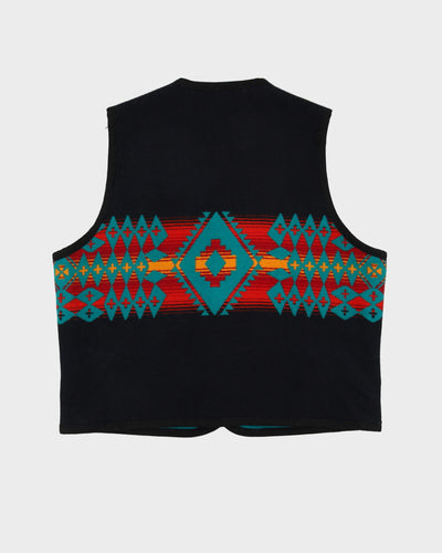 Vintage 90s Black Sleeveless Gilet Wool Jacket - XXL