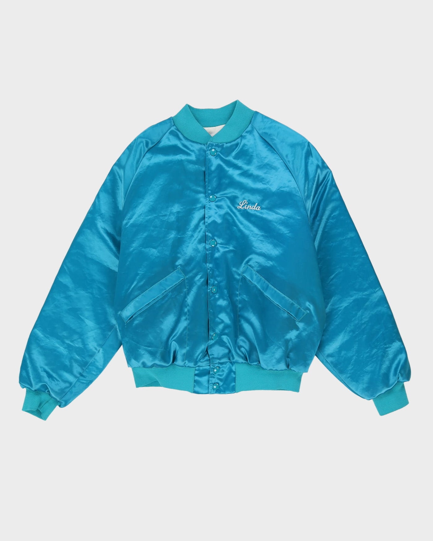 Vintage 80s Linda Satin Bomber Jacket -  M