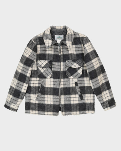 Vintage 80s Grey Check Patterned Padded Jacket - L