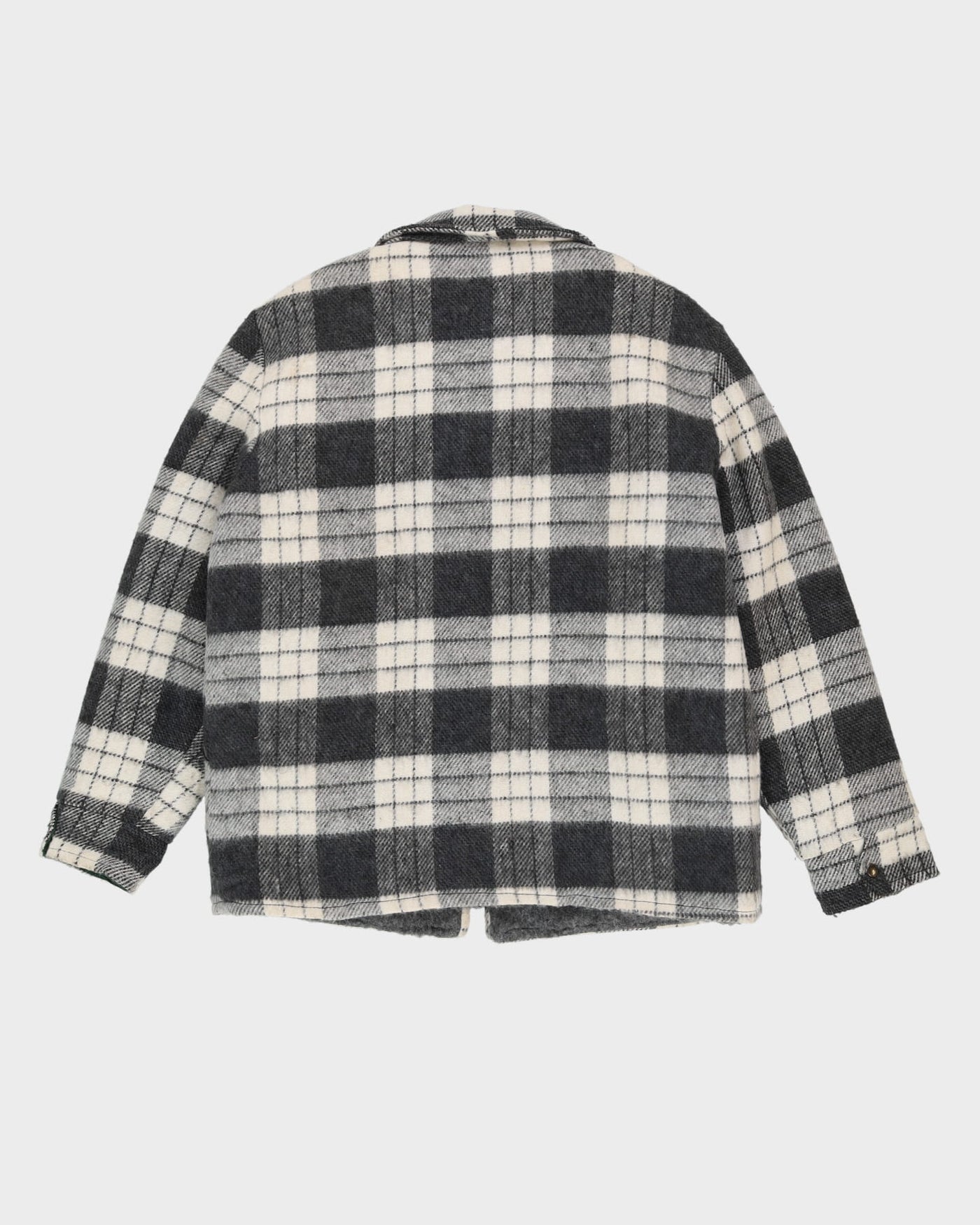 Vintage 80s Grey Check Patterned Padded Jacket - L