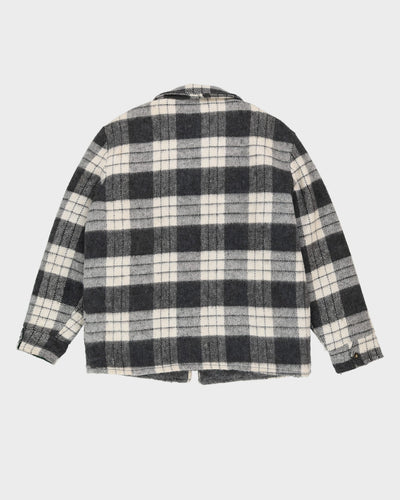 Vintage 80s Grey Check Patterned Padded Jacket - L