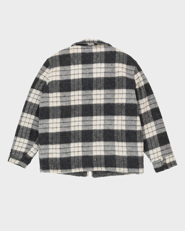 Vintage 80s Grey Check Patterned Padded Jacket - L