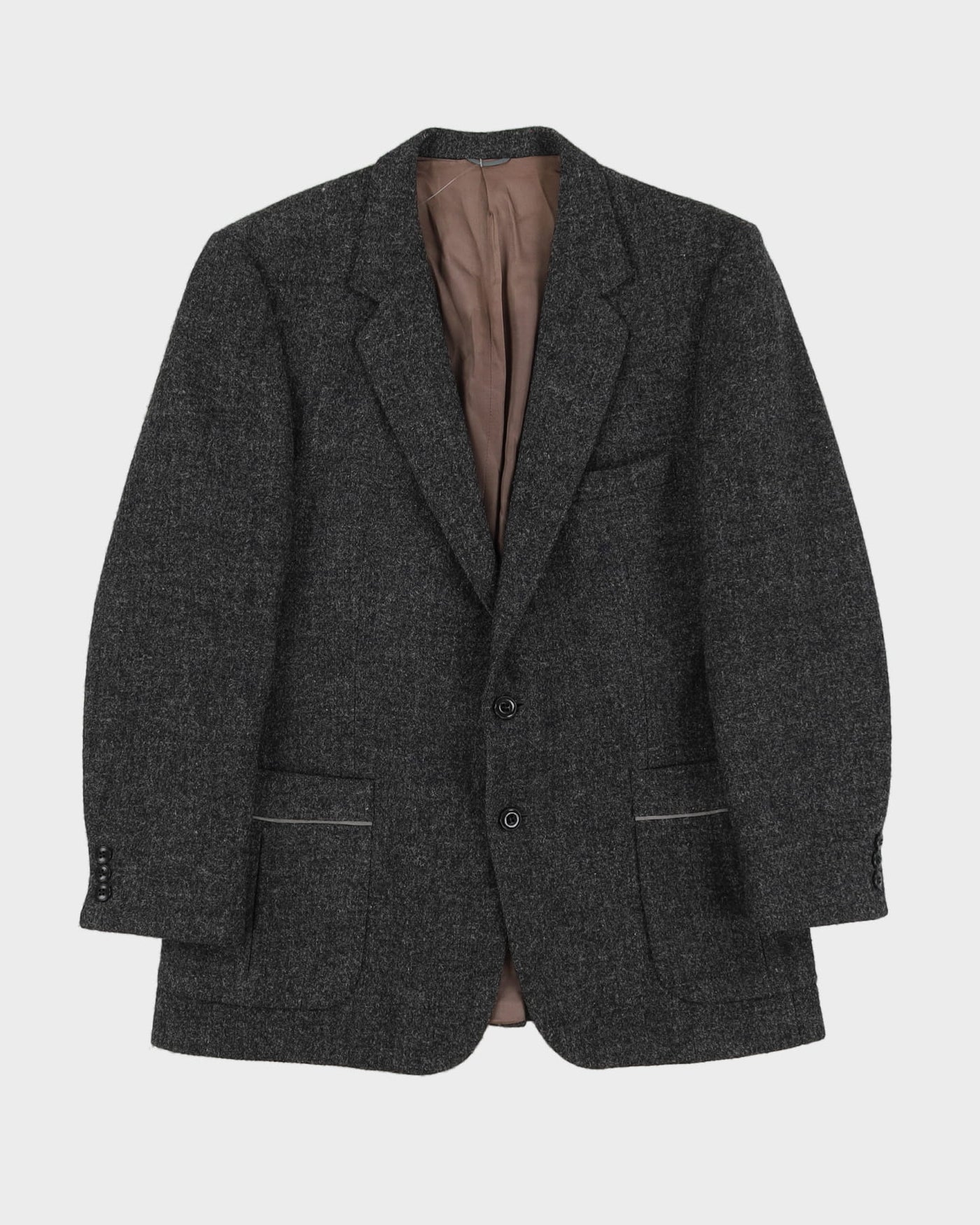 Vintage 70s Harris Tweed Dark Grey Blazer Jacket - L