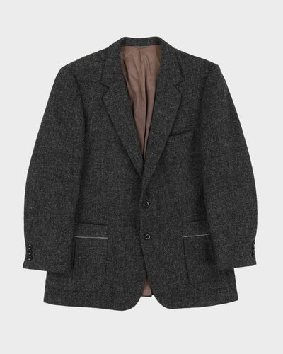 Vintage 70s Harris Tweed Dark Grey Blazer Jacket - L