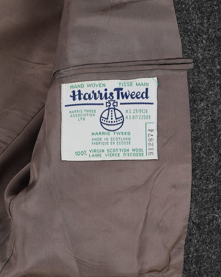 Vintage 70s Harris Tweed Dark Grey Blazer Jacket - L