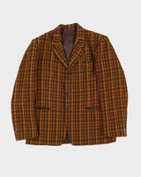 Vintage 70s Yellow Check Patterned Blazer - S