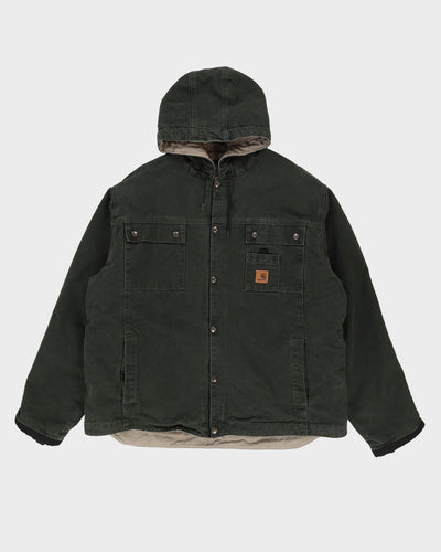 Carhartt Green Hooded Fleece Lined Workwear Jacket - XL / XXL