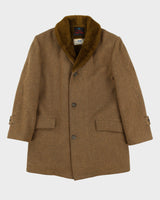 Vintage 70s Borg Brown Lined Coat - L
