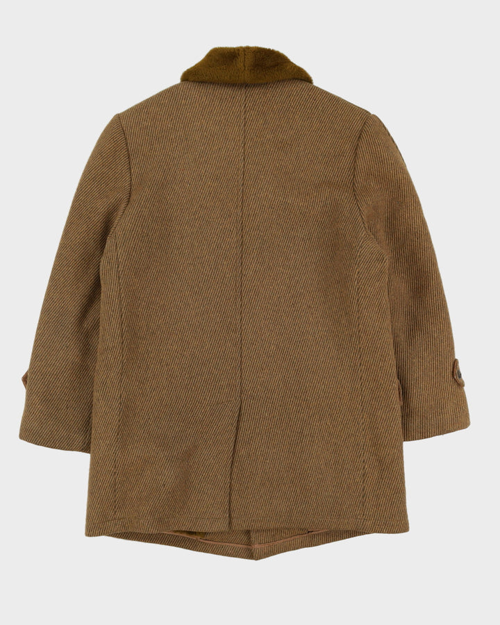 Vintage 70s Borg Brown Lined Coat - L
