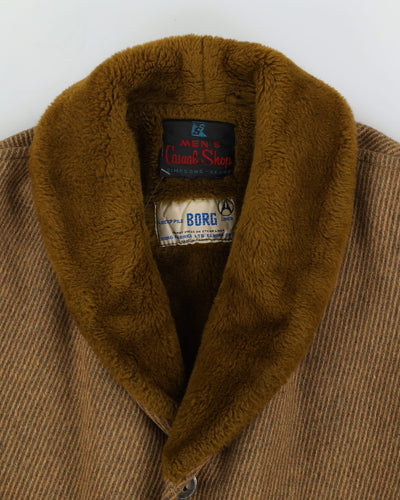 Vintage 70s Borg Brown Lined Coat - L