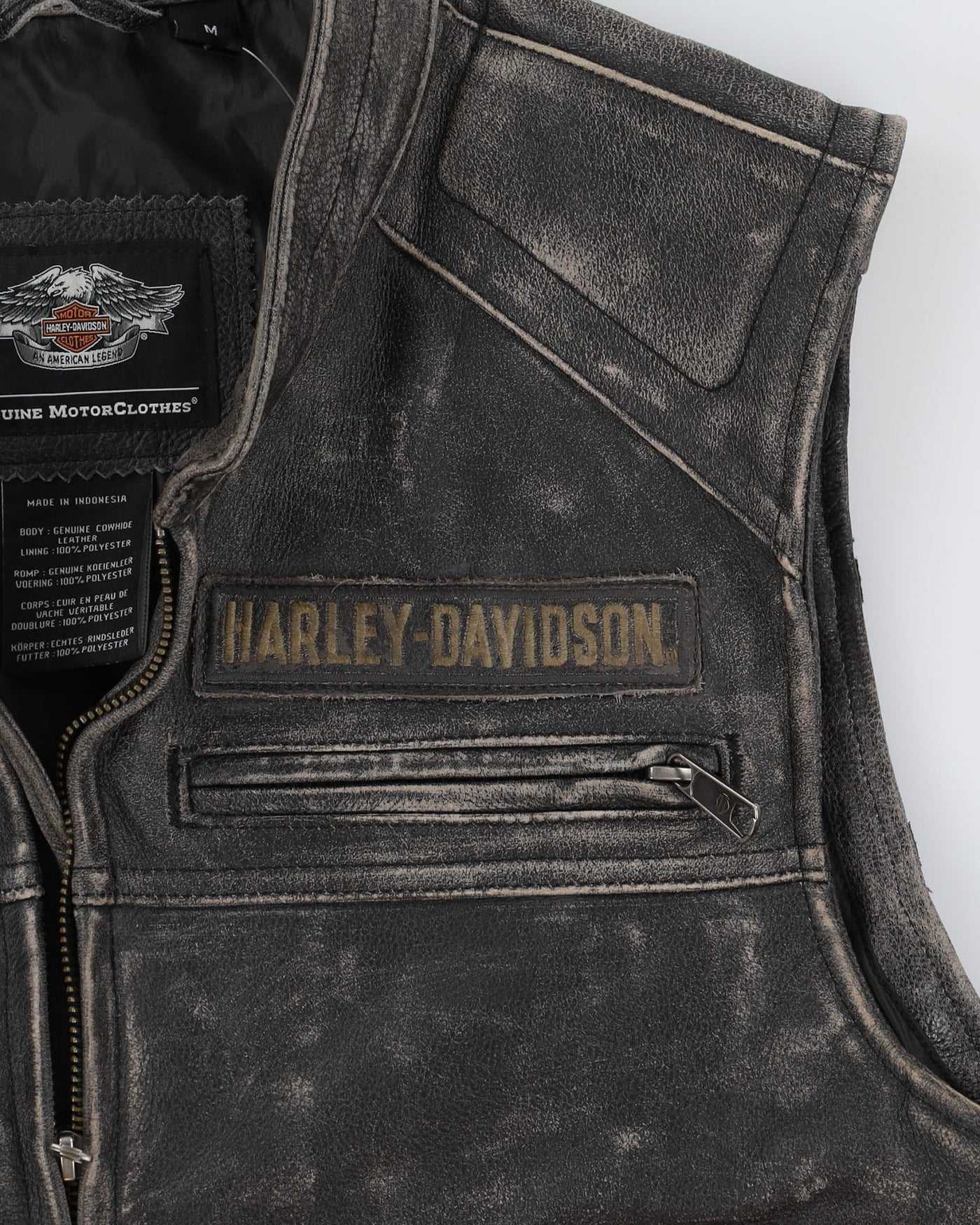 Harley Davidson Sleeveless Leather Jacket - M