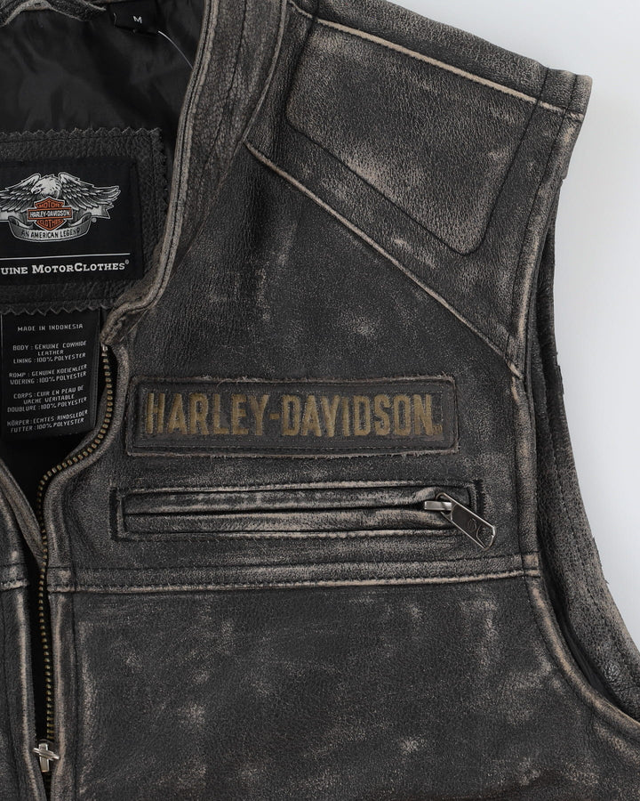 Harley Davidson Sleeveless Leather Jacket - M