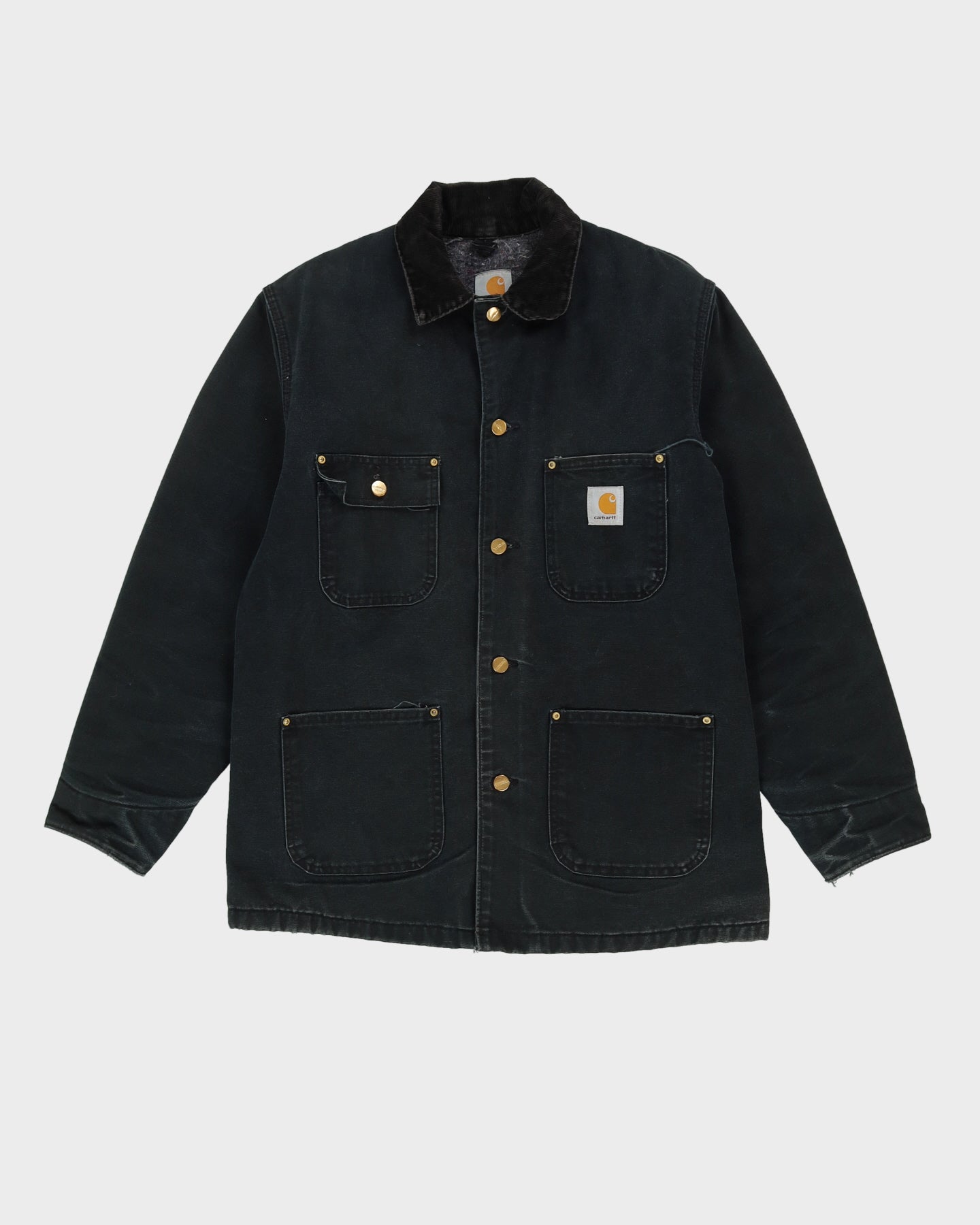 Vintage 90s Carhartt Washed Black Denim Jacket - Large