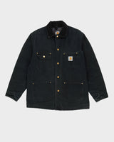 Vintage 90s Carhartt Washed Black Denim Jacket - Large