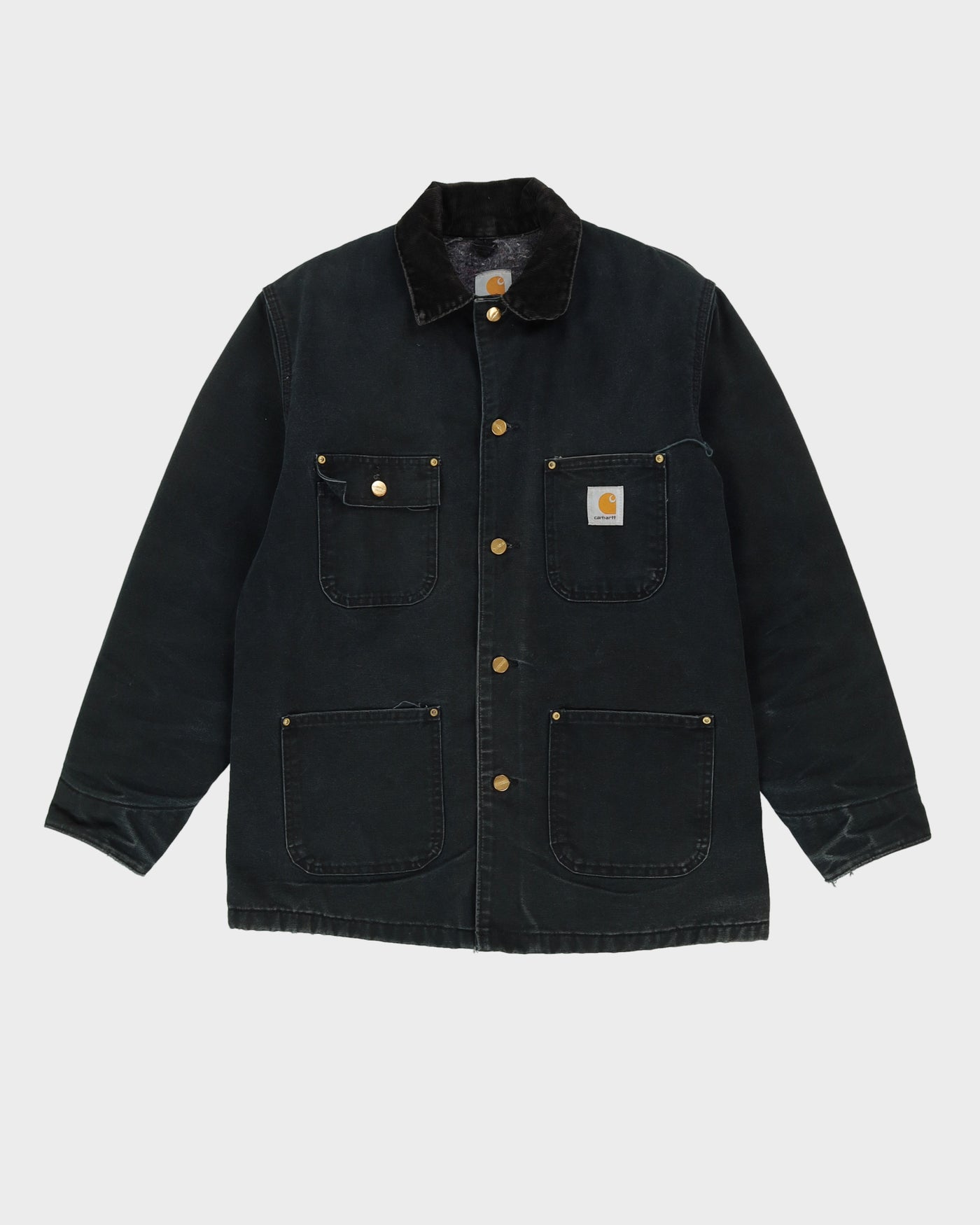 Vintage 90s Carhartt Washed Black Denim Jacket - Large