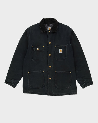 Vintage 90s Carhartt Washed Black Denim Jacket - Large
