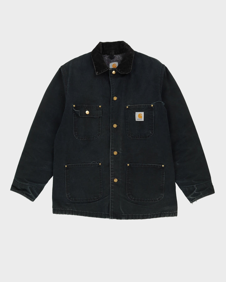 Vintage 90s Carhartt Washed Black Denim Jacket - Large
