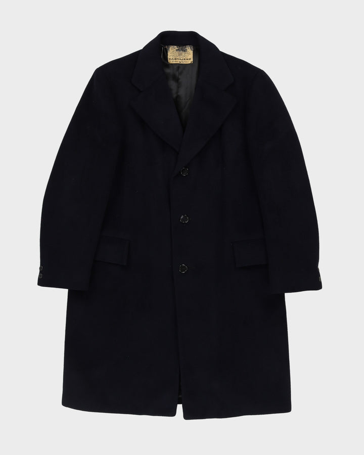 Vintage Navy Wool And Cashmere Blend Overcoat - M