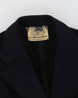 Vintage Navy Wool And Cashmere Blend Overcoat - M